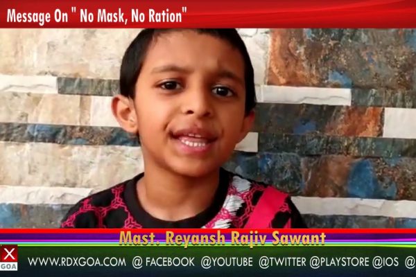 “No Mask No Ration” Message By A Young Boy Rehansh Rajiv Sawant