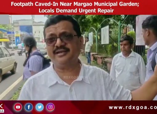 Footpath Caved-In Near Margao Municipal Garden; Locals Demand Urgent Repair
