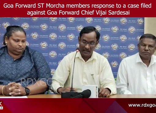 Goa Forward ST Morcha members response to a case filed against Goa Forward Chief Vijai Sardesai