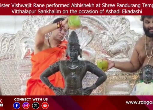 Minister Vishwajit Rane performed Abhishekh at Shree Pandurang Temple, Vitthalapur Sankhalim