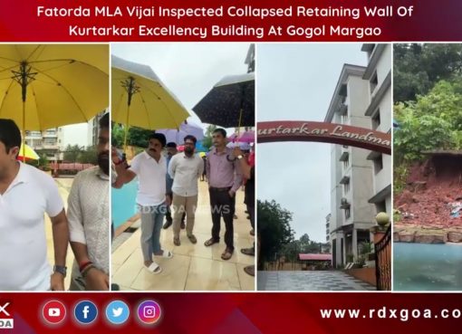 MLA Vijai Inspected Collapsed Retaining Wall Of Kurtarkar Excellency Building At Gogol Margao